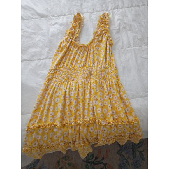 Yellow Floral Sun Dress Size Large - Picture 2 of 5